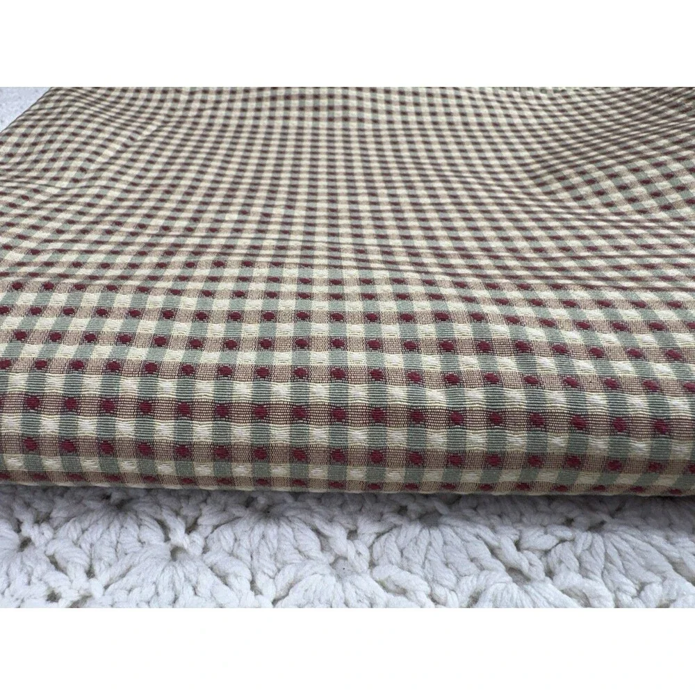 Fabric Vintage Gold Green Rust Check Reversible Remnant 54